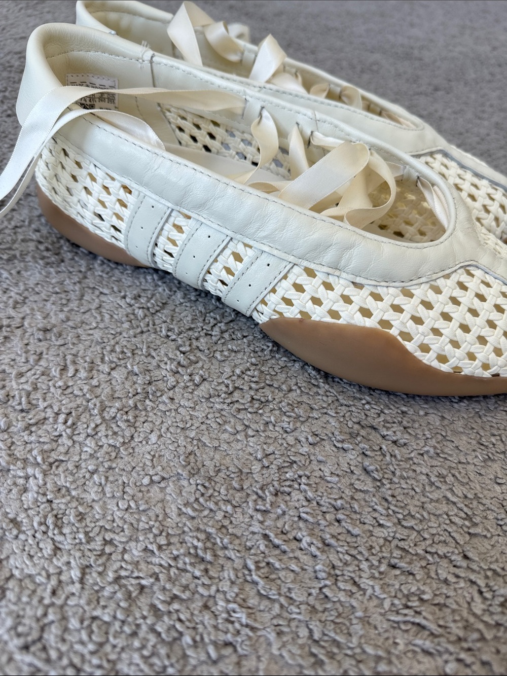 adidas Taekwondo Mei Cream Woven Ballet Flats with Ribbon Ties - Picture 2 of 8